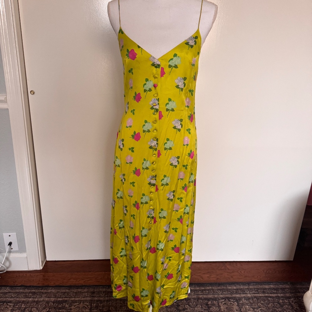Bernadette Silk Floral Button-Front Slip Maxi Dress